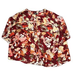 The‎ Limited Collection Floral Bell Sleeve Blouse Burgundy Fall Plus Size 3X